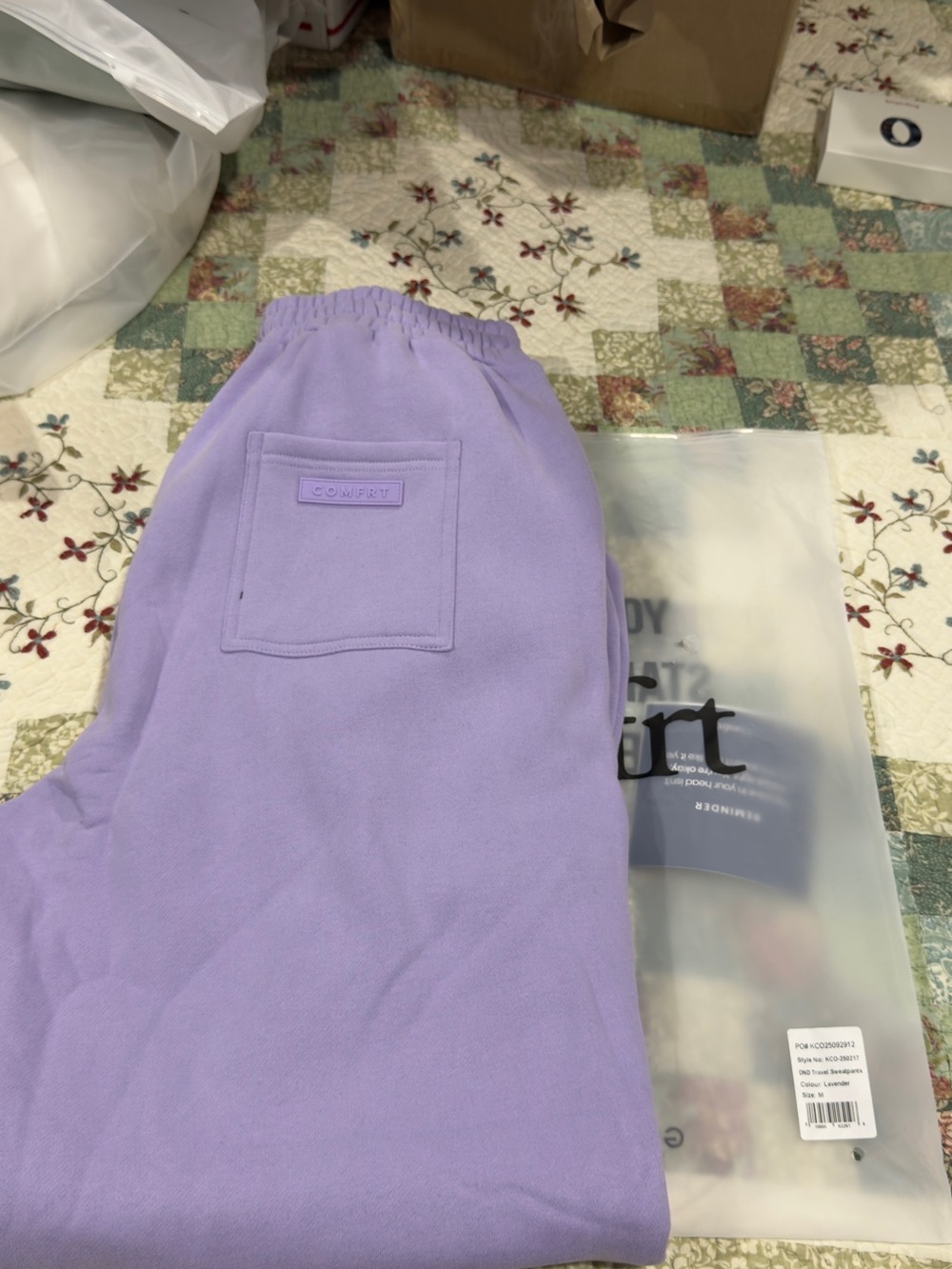 Lavender Airplane Mode Travel Sweatpants - Picture 2 of 3